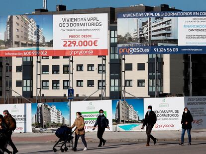 Promoción de viviendas en construcción, en Madrid.