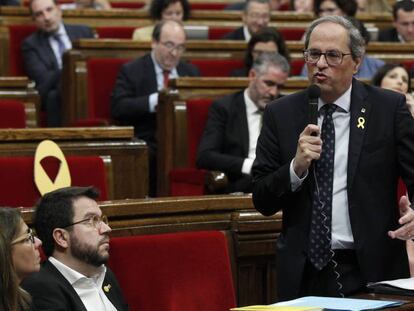 El presidente de la Generalitat, Quim Torra, en el pleno de este miércoles.