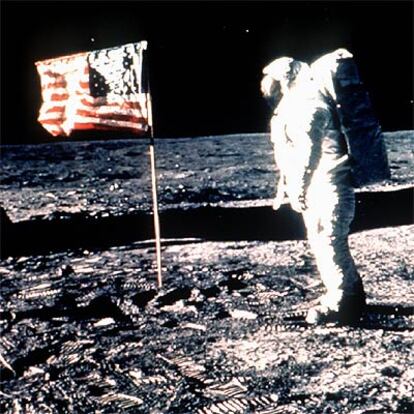 Edwin Aldrin, el 20 de julio de 1969, en la misión del &#39;Apolo 11&#39;, cuando el hombre pisó por primera vez la Luna.