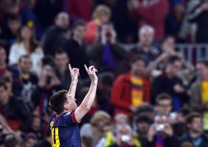 Messi celebra un gol ante el Betis