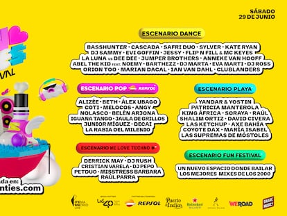 Cartel de artistas confirmados de Love the Twenties Festival, que tendrá lugar el sábado 29 de junio en IFEMA Madrid.