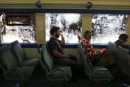 Vagones de tren con obras del artista Vhils.