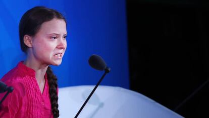 Greta Thunberg en la Cumbre de Acción Climática 2019 celebrada en Nueva York. 