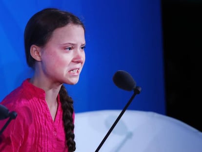 Greta Thunberg en la Cumbre de Acción Climática 2019 celebrada en Nueva York.