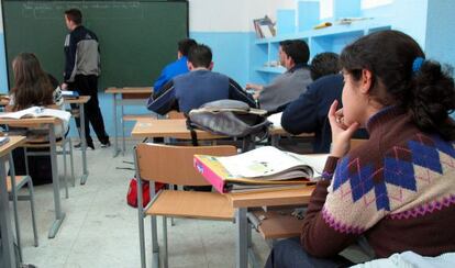 Alumnos en el aula de un centro concertado de Dos Hermanas (Sevilla).