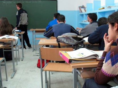 Alumnos en el aula de un centro concertado de Dos Hermanas (Sevilla).