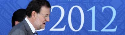 El presidente del Gobierno español, Mariano Rajoy, a su llegada al Centro Internacional de Convenciones G20 de la ciudad de Los Cabos, en el mexicano estado de Baja California, en el marco de la reunión del G20