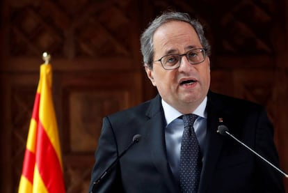 Quim Torra comparece en el Palau de la Generalitat el pasado 29 de enero.