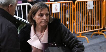 La presidenta del Parlament, Carme Forcadell, a la seva arribada al Tribunal Suprem dijous.