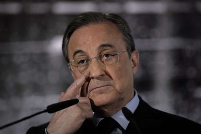 Florentino Pérez, durante la rueda de prensa del lunes.