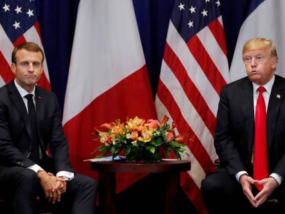 Donald Trump y Emmanuel Macron, este lunes en Nueva York.