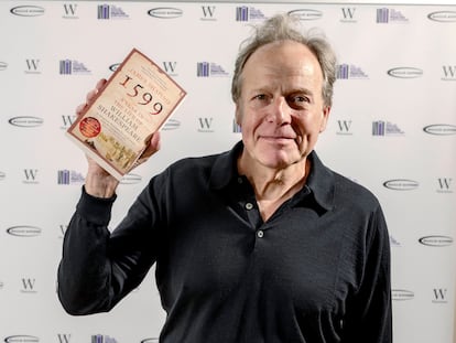 Baillie Gifford Prize for Non-Fiction, author James Shapiro holds his book 1599: A Year in the Life of William Shakespeare