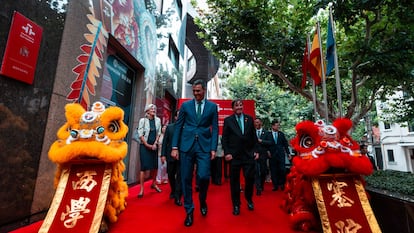El presidente de Gobierno, Pedro Sánchez, en el Instituto Cervantes en Shanghái, China, el lunes.