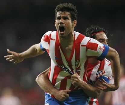 Diego Costa celebra la consecucin del primer gol de su equipo.