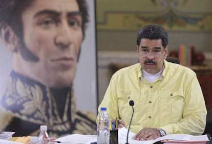 El president de Veneçuela, Nicolás Maduro, a Caracas, ahir.