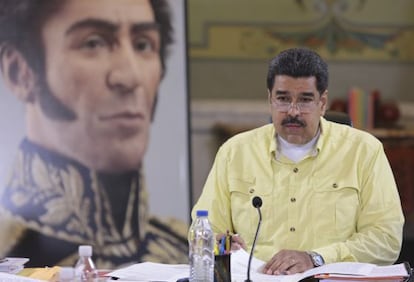 El presidente de Venezuela, Nicolás Maduro, en Caracas ayer.