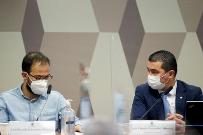 O servidor Luis Ricardo Miranda e o deputado Luis Miranda na CPI da Pandemia.