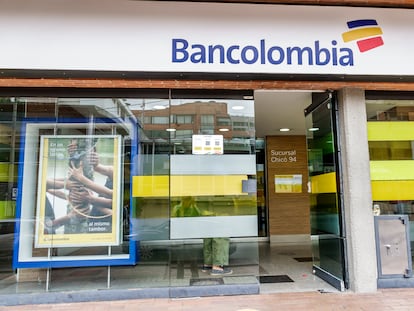 Una sucursal de Bancolombia en Bogotá.