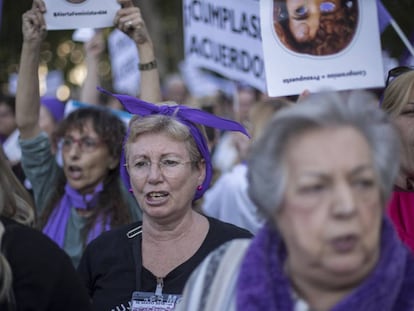 Manifestación en Madrid contra la falta de presupuesto para el Pacto contra la Violencia de Género, el pasado 16 de mayo. 