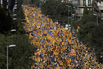 Vista de manifestacion de la Diada.