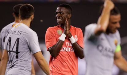 Vinícius Júnior, no jogo contra a Roma em Nova York.