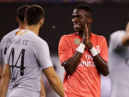 Vinícius Júnior, no jogo contra a Roma em Nova York.