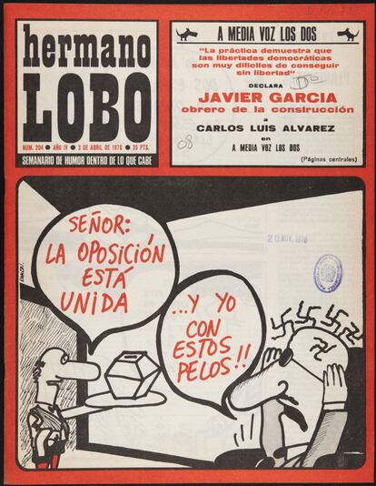 Portada realizada por Ramón para la revista semanal 'Hermano lobo: semanario de humor dentro de lo que cabe', 1976