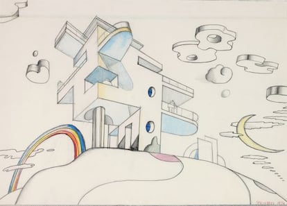 Dibuix de Saul Steinberg realitzat el 1974. 