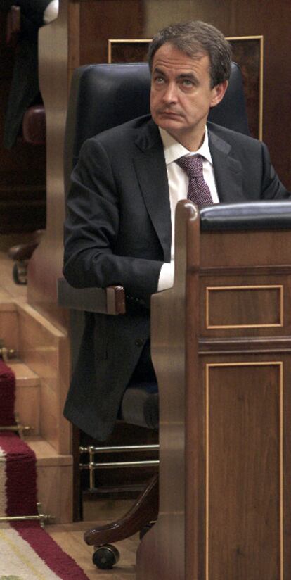 El presidente Rodríguez Zapatero, en el Congreso.