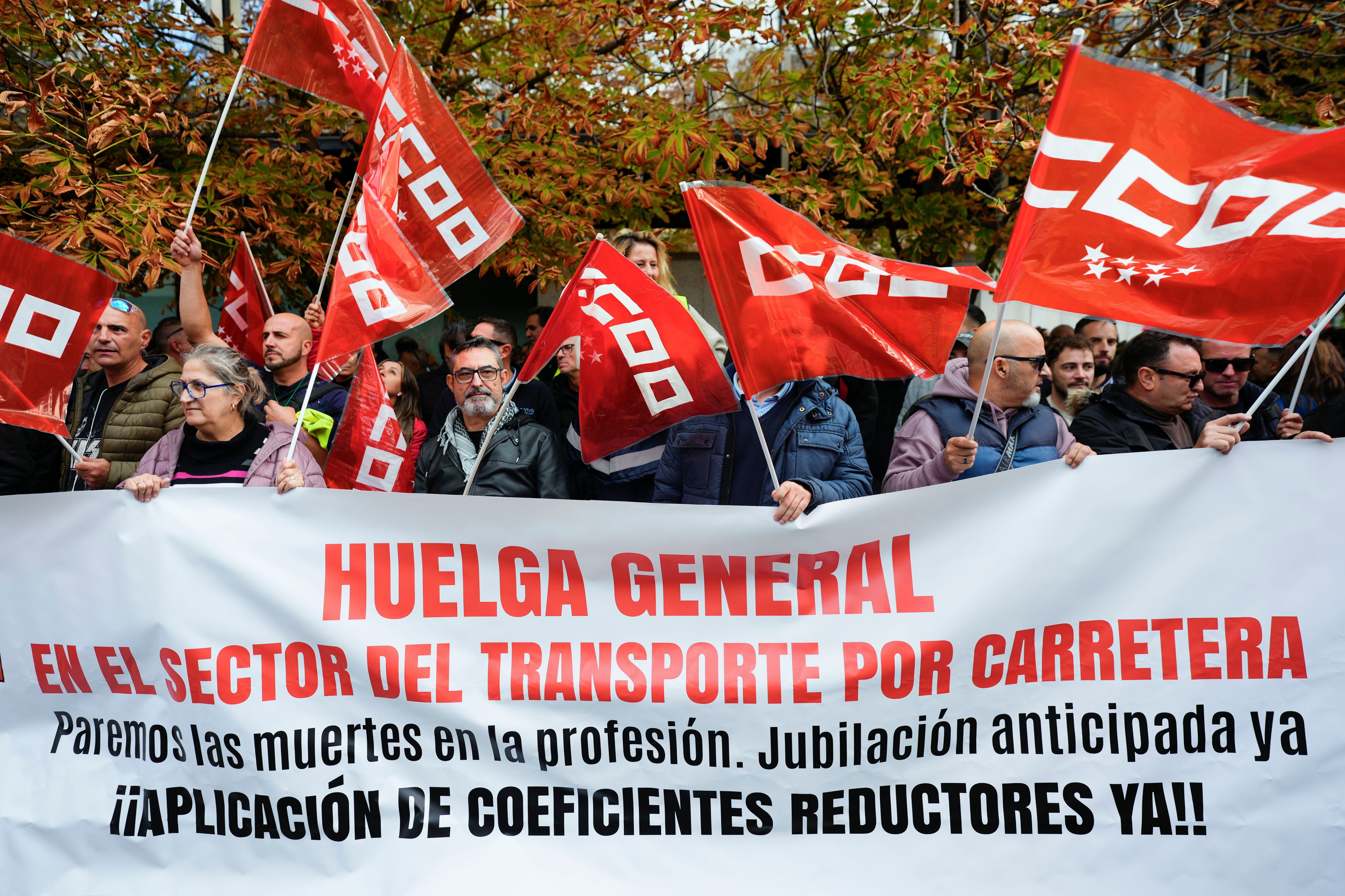 Concentración de conductores de autobús ante la Delegación del Gobierno en Madrid, el pasado 28 de octubre, para exigir la aplicación de coeficientes reductores de la edad de jubilación.