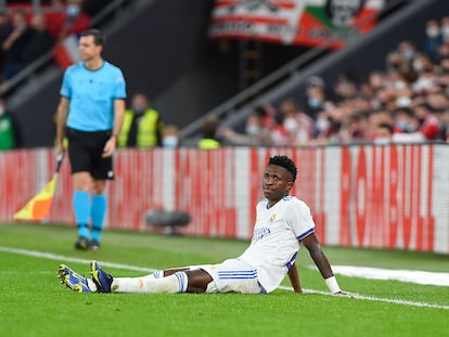 Vinicius, durante el Athletic-Real Madrid de la pasada semana.