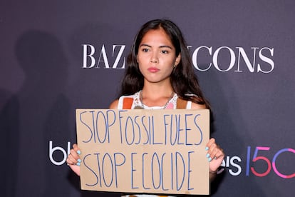 Xiye Bastida en Nueva York, en un evento de Harper's Bazaar.