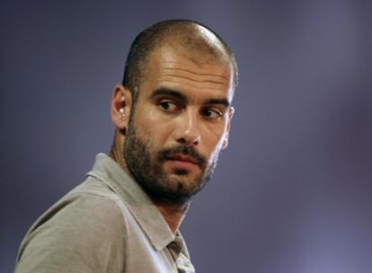 Guardiola, tras la conferencia de prensa de ayer.