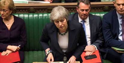 La primera ministra de Reino Unido, Theresa May, en el Parlamento británico.