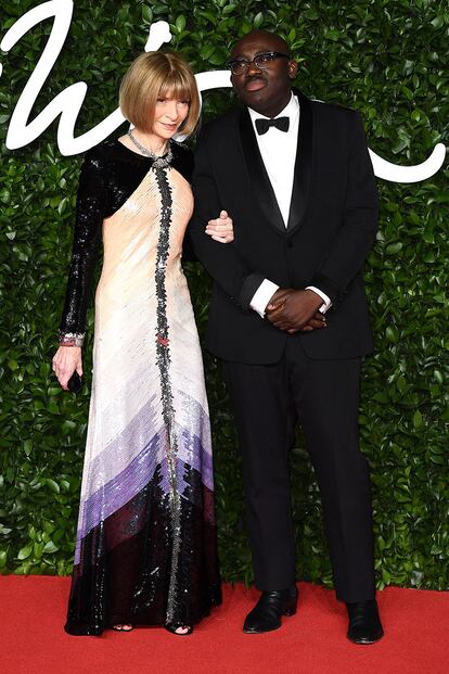 Anna Wintour y el director de la edición británica de Vogue, Edward Enninful.