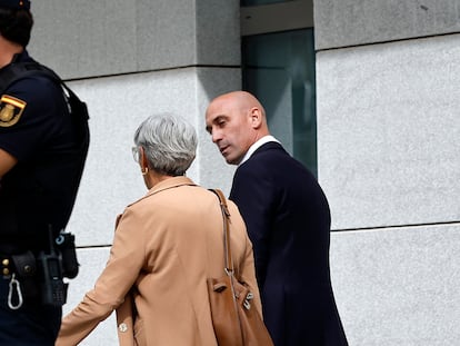 Luis Rubiales, tras declarar en la Audiencia Nacional, el pasado 15 de septiembre de 2023, por el beso no consentido a la futbolista Jennifer Hermoso.