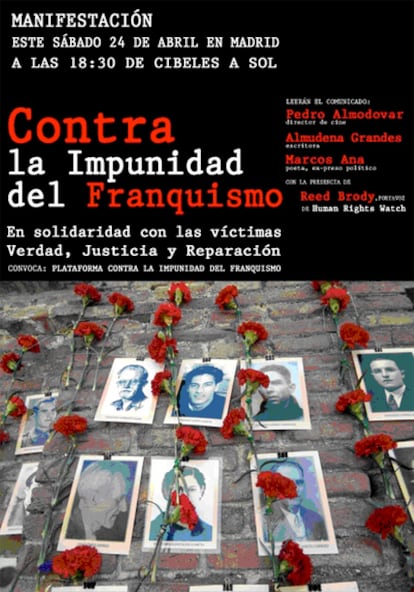Cartel de la manifestación convocada por artistas españoles para el sábado 24 de abril en apoyo al magistrado.
