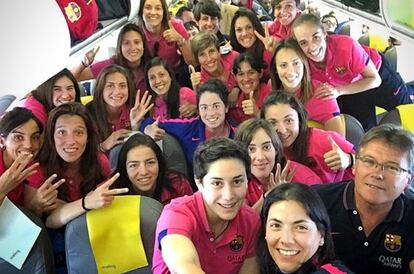 Un &#039;selfie&#039; del equipo tras ganar la cuarta Liga seguida.