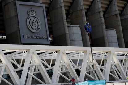 Estado de las reformas del estadio Santiago Bernabeu, en Madrid.