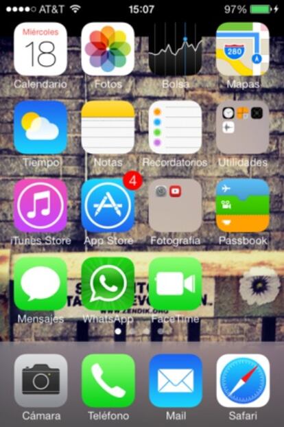 Así se ve el IOS7 en el iPhone 4S.