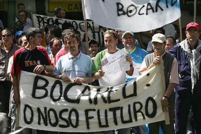 Manifestación de pescadores la pasada semana en Madrid para protestar por la crisis de la costera.