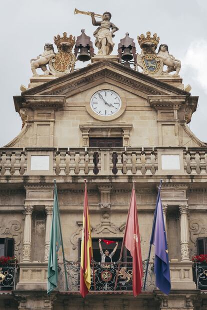 Fachada del Ayuntamiento, desde donde se lanza el chupinazo del 6 de julio.