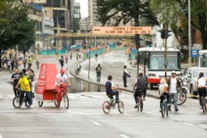 A ciclovia de Bogotá, na Colômbia.