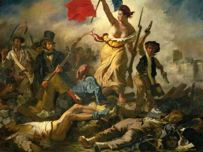 La libertad guiando al pueblo, de Delacroix, en el Museo del Louvre.