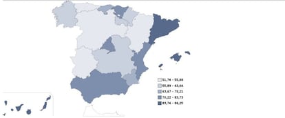 Tarifas medias por habitación y día, en euros