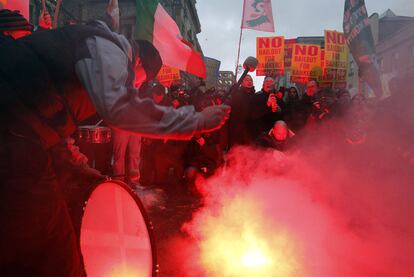 Protesta ante la sede del Gobierno de Irlanda, ayer en Dublín.