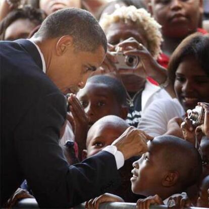 El presidente Obama, durante su visita a una escuela de Nueva Orleans.