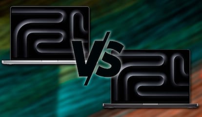 MacBook Pro M5 frente MacBook Pro M4 con fondo