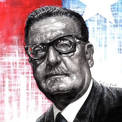 Salvador Allende. Ilustración para IDEAS 27/08/23.