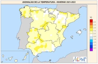 Anomalías de la temperatura del pasado invierno.